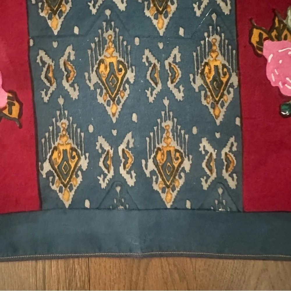 NWT Lisa Corti 100% Silk Pocket Square Scarf Geometric Floral Print 50cmx50cm